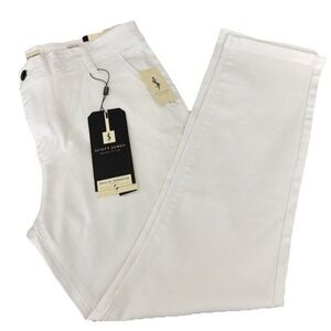 Scott James Men's White jeans  Slim Fit Natural Stretch Classic Pants Size 34X30